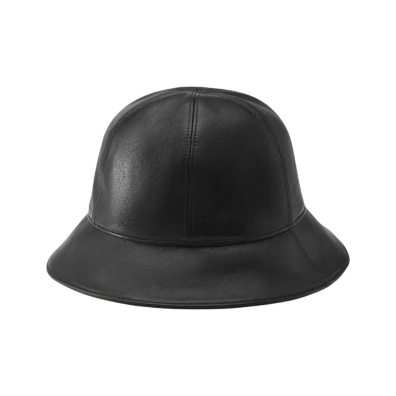 HELEN KAMINSKI Wool, Polyamide Terry Cloth, Sheep Nappa Leather, Cotton Bucket Hats Unisex Black-1