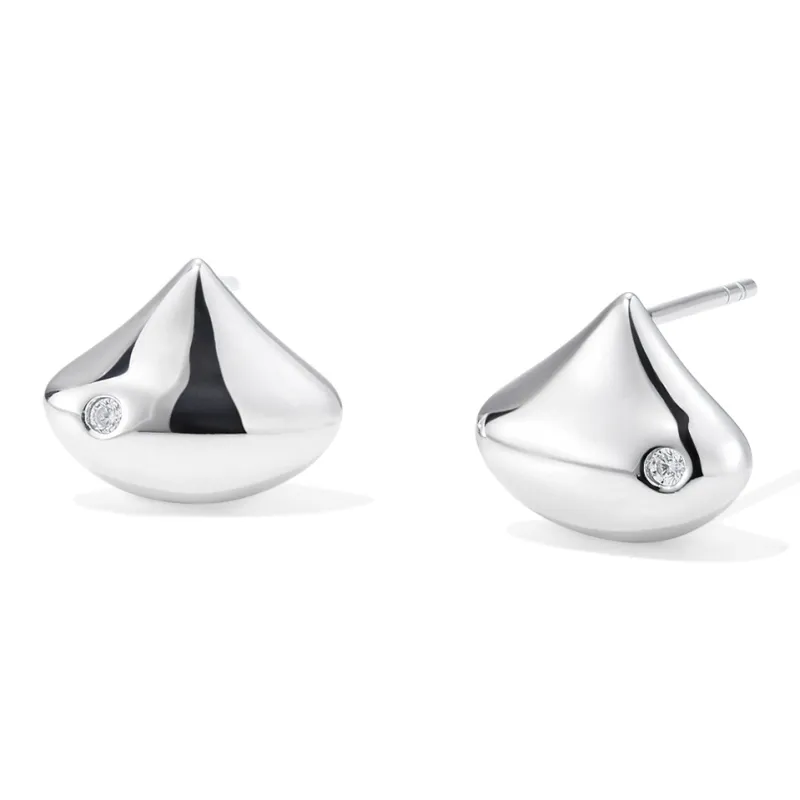 HUSSAIN 925 Sterling Silver Stud Earrings Women's-0