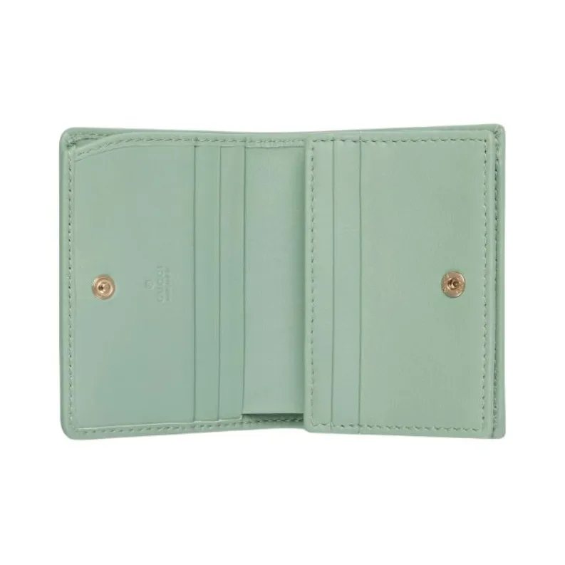 GUCCI GG Emblem Coated Fabric Wallet Mini Women's Gray Green-3