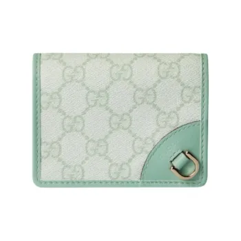 GUCCI GG Emblem Coated Fabric Wallet Mini Women's Gray Green