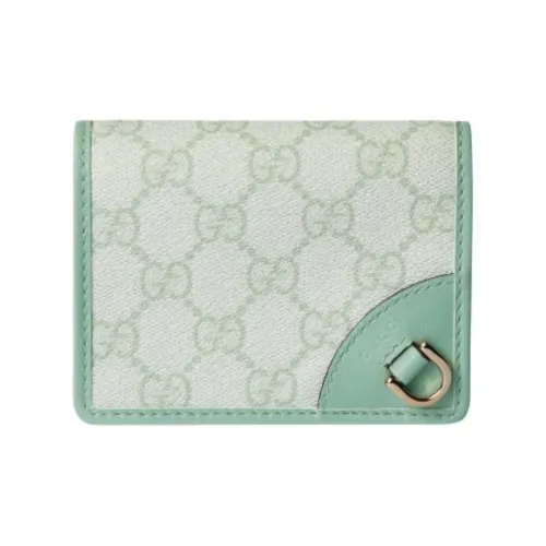 GUCCI GG Emblem Coated Fabric Wallet Mini Women's Gray Green