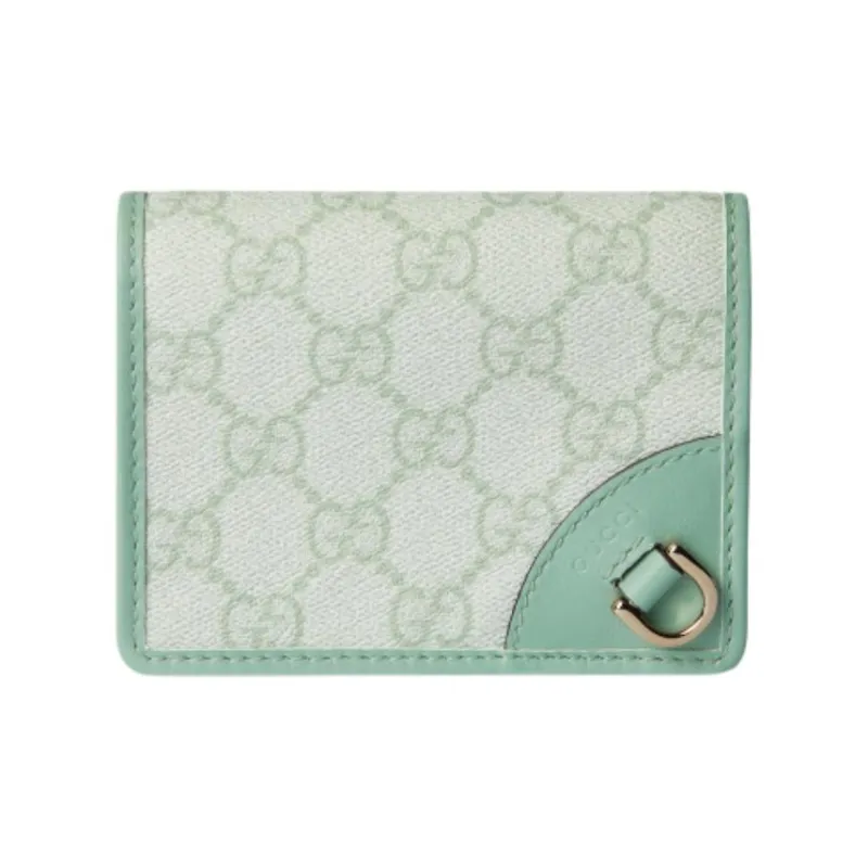 GUCCI GG Emblem Coated Fabric Wallet Mini Women's Gray Green-0