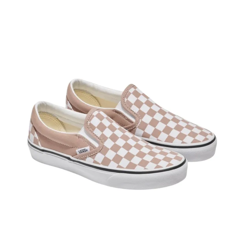 Vans Classic Slip On Checkerboard Warm Taupe Brown White-1