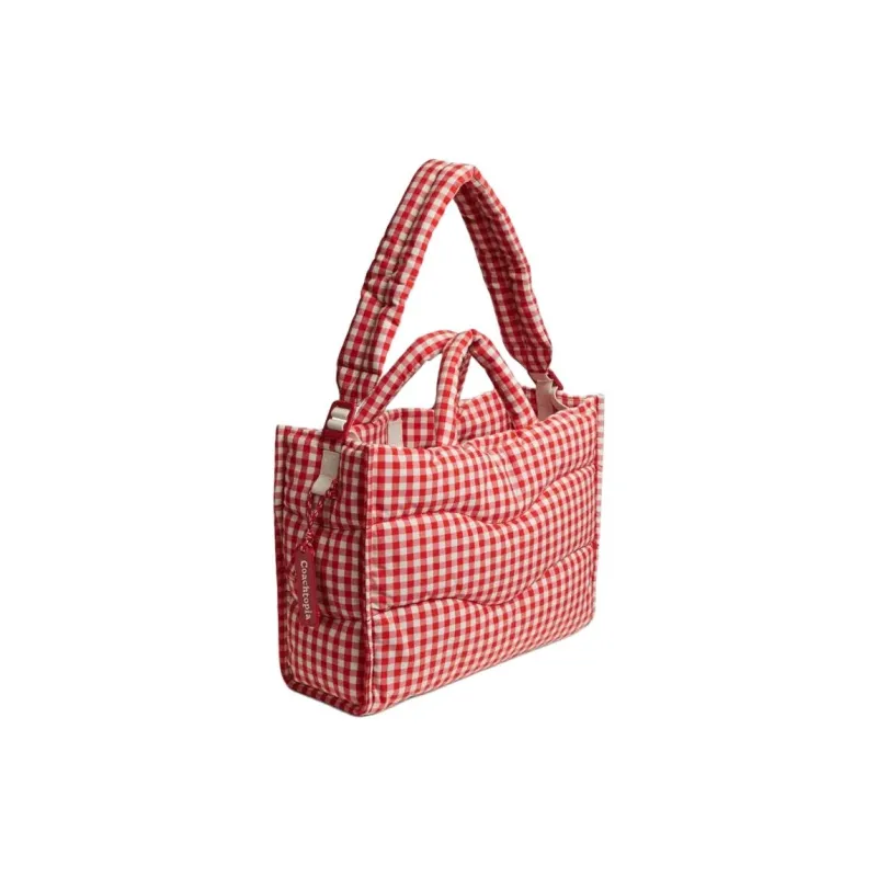 Coachtopia Fabric Tote Bag, Shopping Bag, Shoulder Bag, Handbag Tubas Women's Red & White Checkered-1