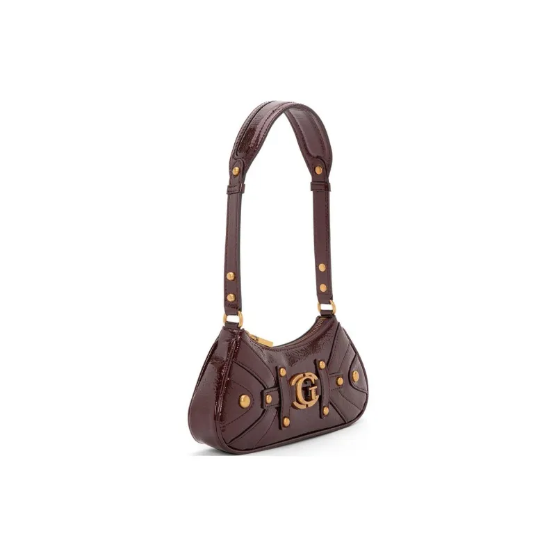 GUESS Artificial Leather Baguette Bag Shoulder Bag Medium Size Women's Red Brown-1
