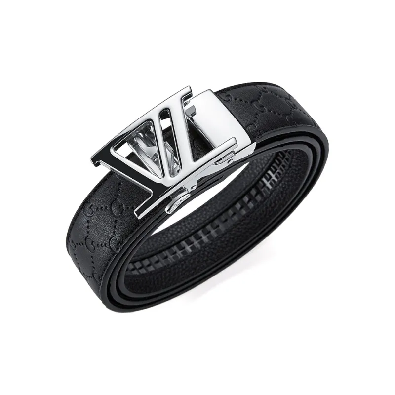 Jeccieziio Top Grain Cow Leather Belt Men's Gunmetal, Gold, Silver Width 3.5cm Gift Box Set-10