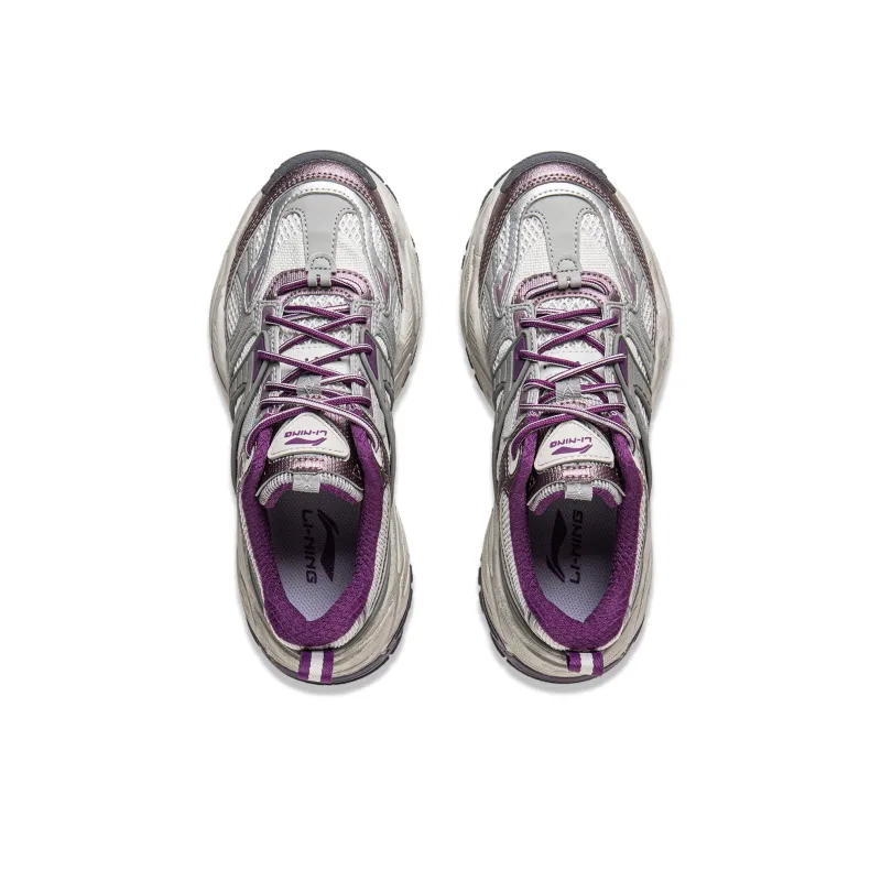 LiNing Red Sugar 2 Cushioning Anti-Slip And Wear-Resistant Support Low-Top Casual Shoes Women's Gray Purple-3