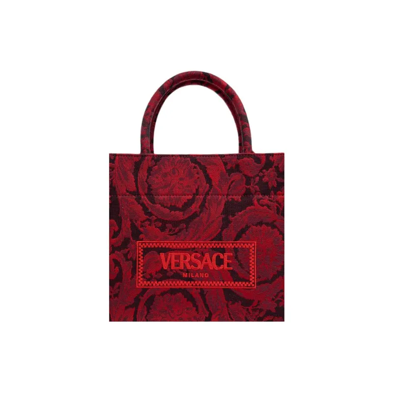 FANSIZHE Barocco Fabric Tote Bag Shopping Bag Shoulder Bag Crossbody Bag Handbag Small Size Women's Red-4
