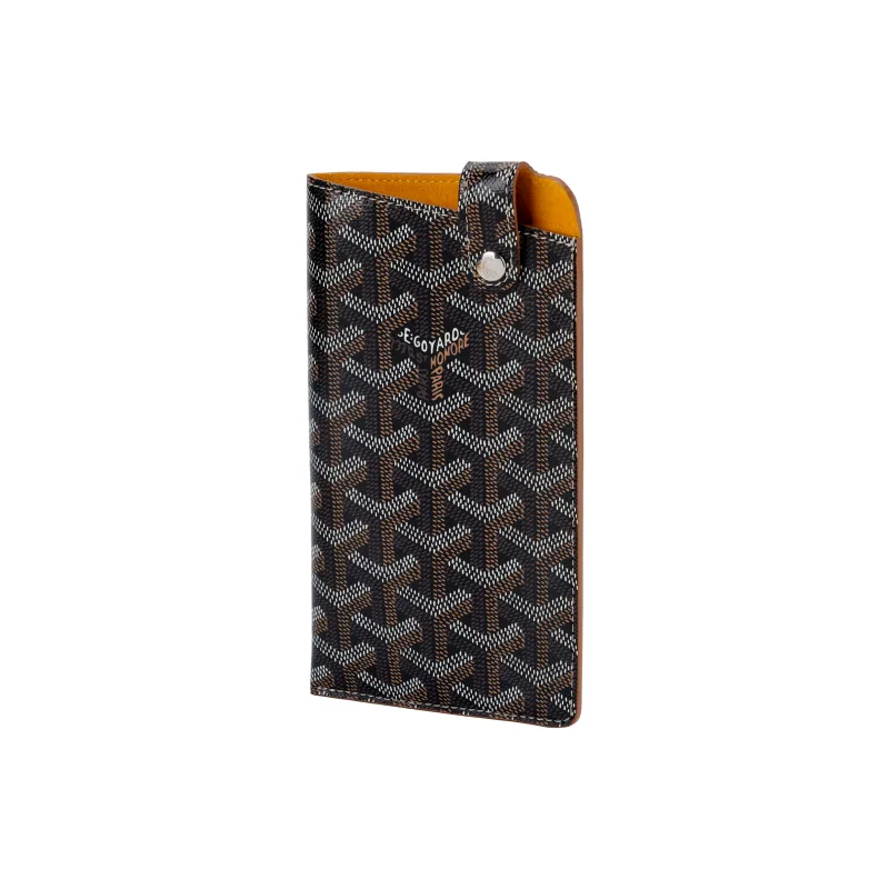 GOYARD Montmartre Canvas With Leather Cell Phone Pouch Large Size Unisex Black & Tan-2
