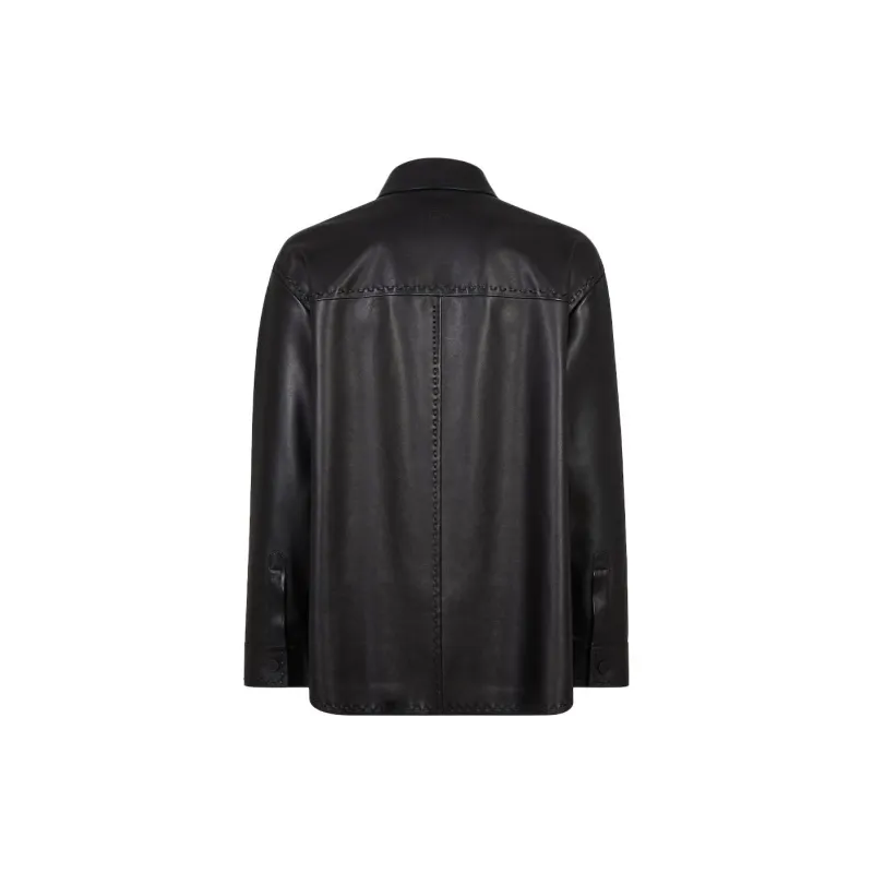 FENDI Selleria Leather Jacket Men's Black-1