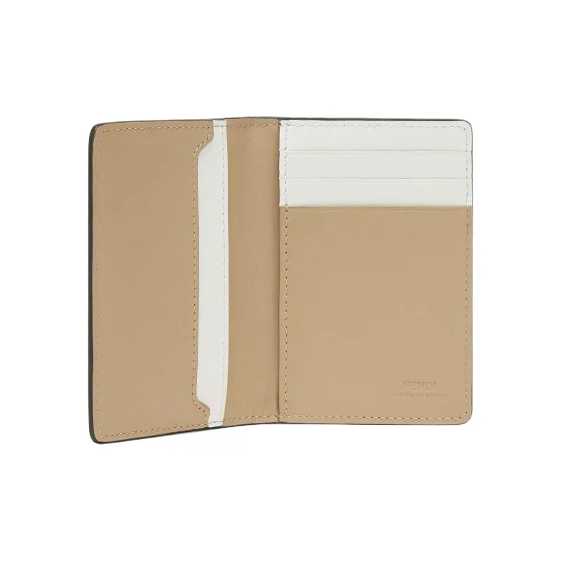 FENDI Cow Leather Card Holder Men's Beige-2