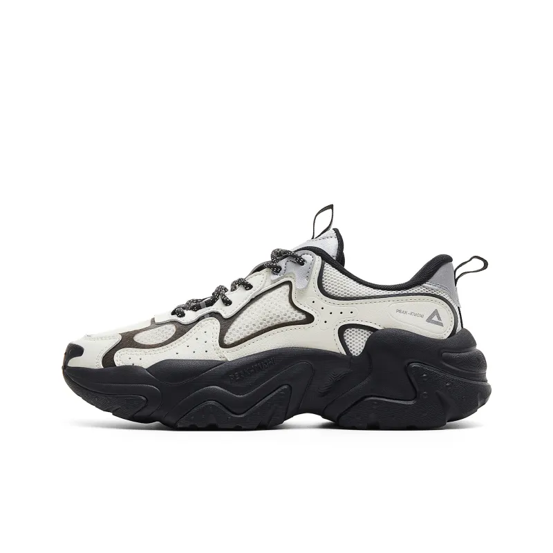 PEAK Cushioning Rebound Height Increasing Wear-Resistant Slip-Resistant Low-Top Casual Shoes Women's White Black-0