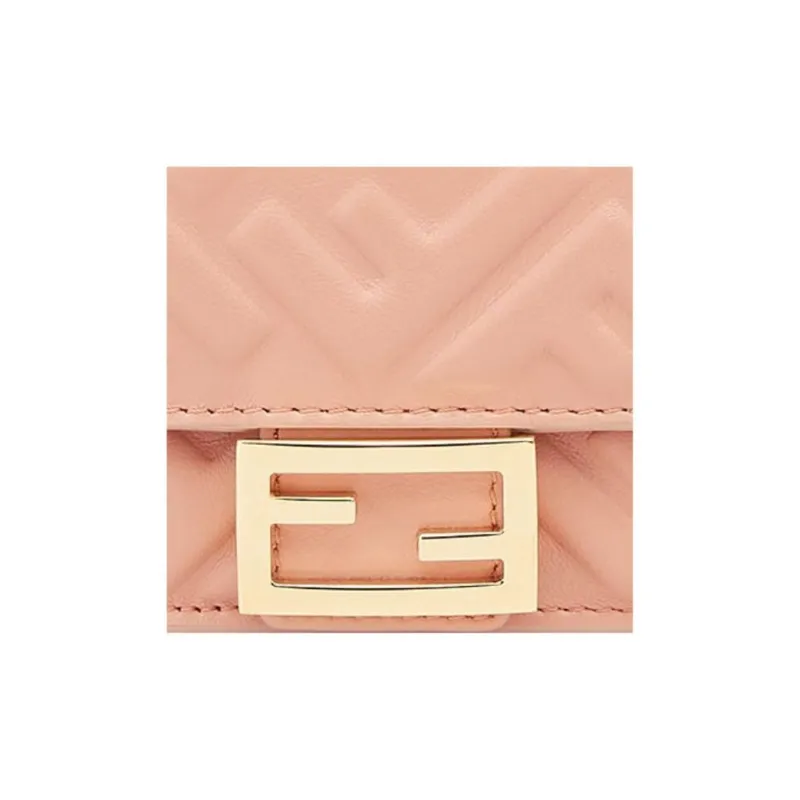 FENDI Baguette Lambskin Wallet Women's Pink-4