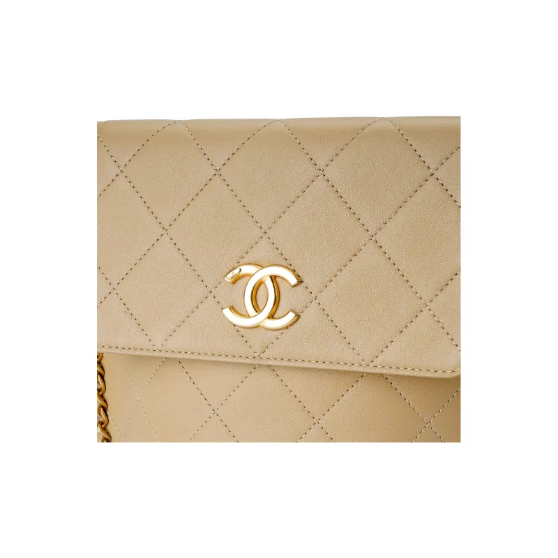 CHANEL Calfskin Metal Hobo Bag, Shoulder Bag, Crossbody Bag Trumpets Women's Light Umber-4