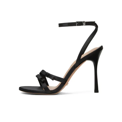 CHARLES&KEITH Small Ck Strap Sandals 10.2cm Women's BLACK TEXTURED Black Textured