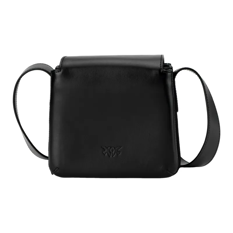 PINKO Cow Leather Small Square Bag, Bird Bag, Swallow Bag, Crossbody Bag, Shoulder Bag Women's Black-5