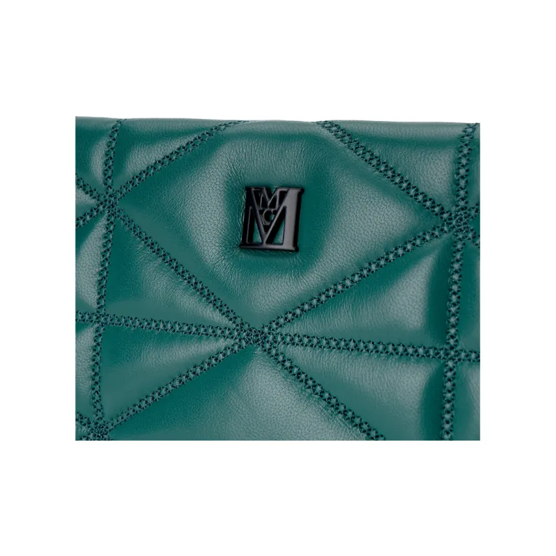 MCM Lambskin With Leather Trim Envelope Bag, One Shoulder Crossbody, Clutch Trumpets Women's Green-4