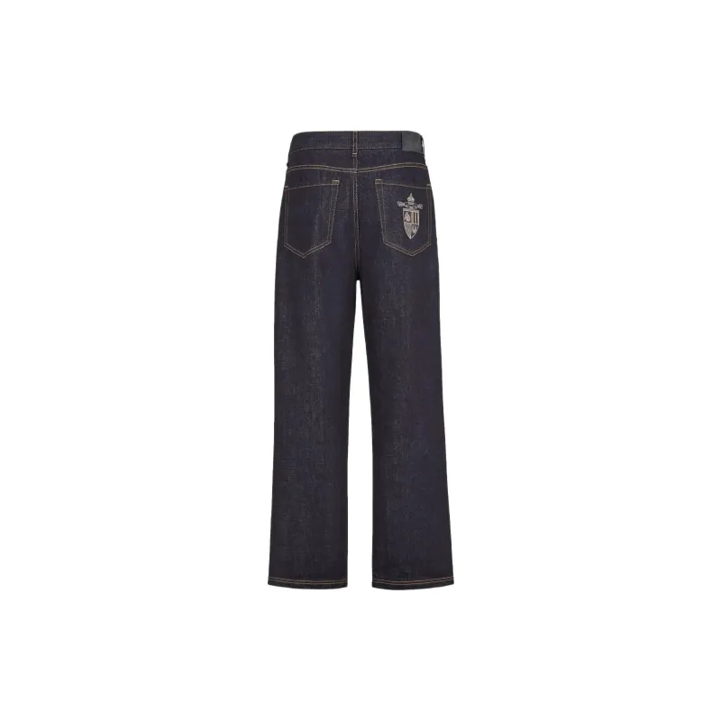 FENDI Crest Embroidered Straight Leg Jeans-1