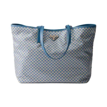 PRADA Recycled Nylon Tote Bag, Shopping Bag, Shoulder Bag Unisex Light Blue