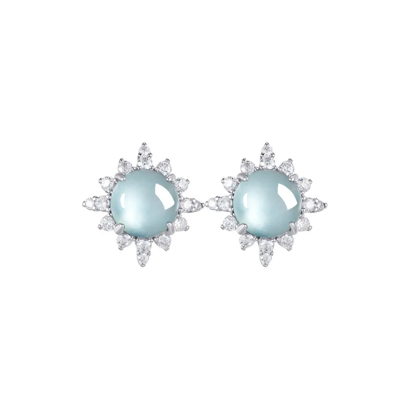 MUSHIFEN Glutinous Jade Jadeite Stud Earrings Women's-1