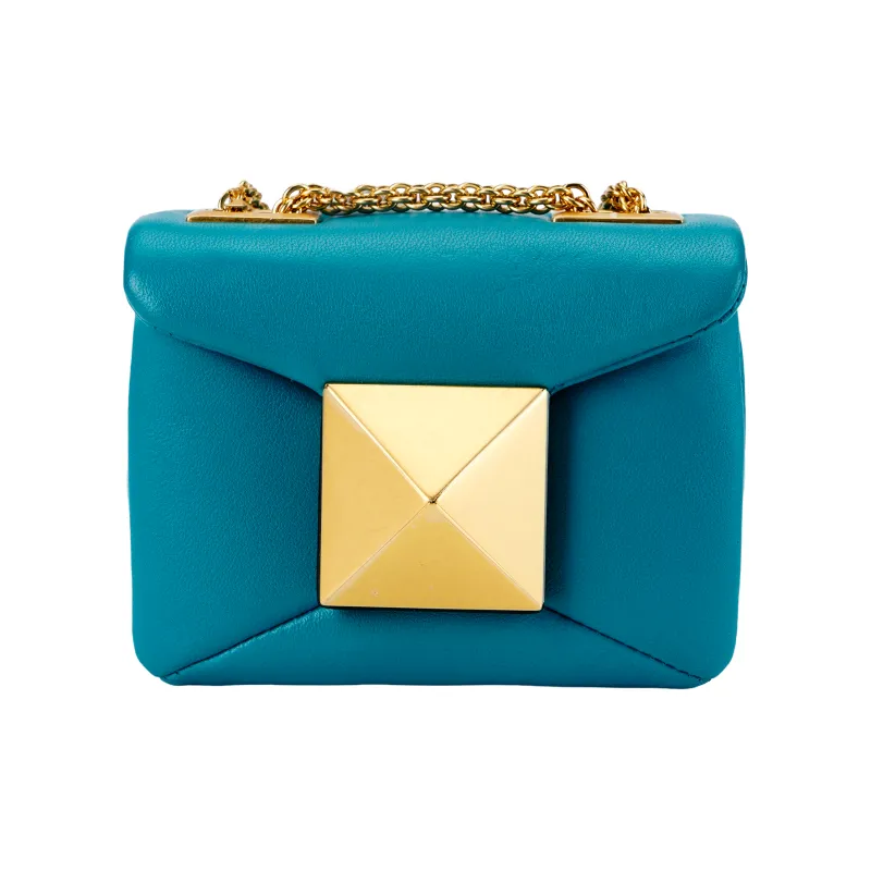 Valentino One Stud Calfskin Box Bag Clutch One Shoulder Handbag Mini Women's Mediterranean Blue-1
