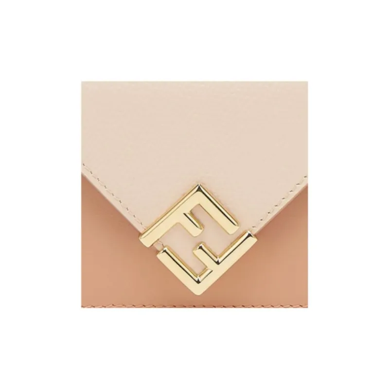 FENDI FF Diamonds Series Calfskin Wallet Medium Size Women's Pink-4