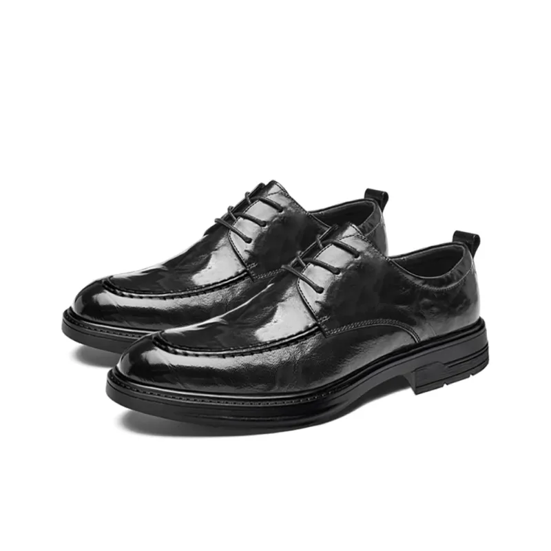 Kaltendin Top Grain Sheepskin Dress Shoes Men's Black-6