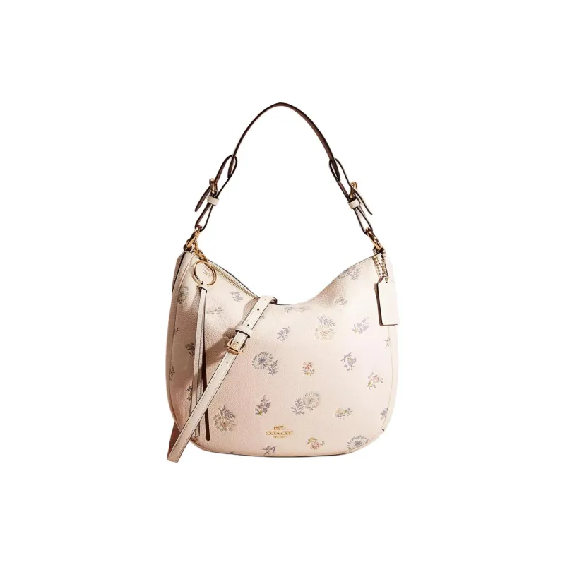 COACH Prairie Polished Pebble Leather Hobo Bag, Handbag, Shoulder Bag Large Size Women's-0