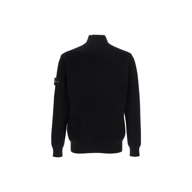 STONE ISLAND Logo Patch Zip Up Cardigan-1