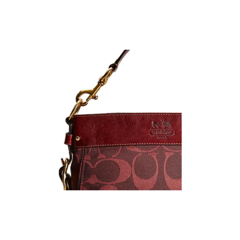 COACH Zoe Signature Fabric Tote Bag Shopping Bag Handbag Large Size Women's Red-1