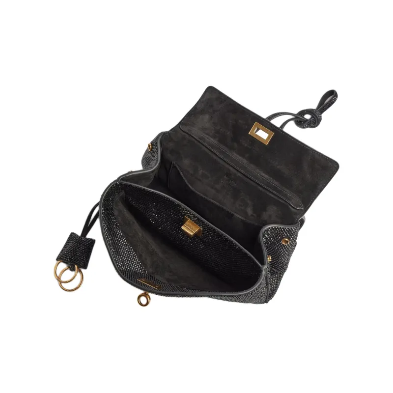 Balenciaga Rodeo Rhinestone Shoulder Bag Crossbody Bag Handbag Mini Women's Black-4
