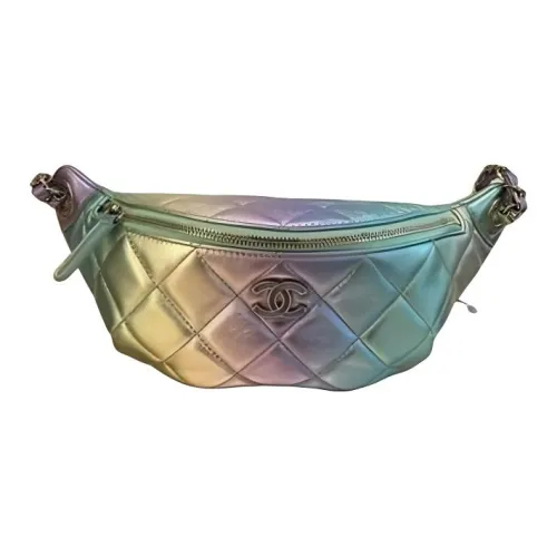 CHANEL Gradient Metallic Lambskin-Feel Fanny Pack Women's Iridescent Pink/Purple/Green