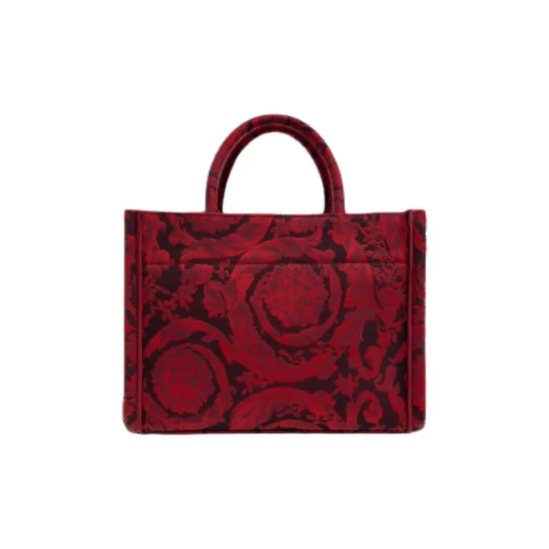 FANSIZHE Barocco Fabric Tote Bag Shopping Bag Shoulder Bag Crossbody Bag Handbag Small Size Women's Red-2