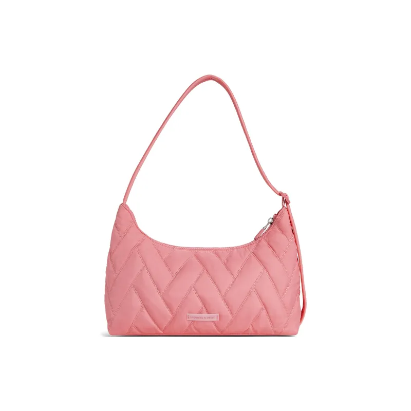 CHARLES&KEITH Textile, Nylon Shoulder Bag Trumpets Women's Silver/Guava Pink-4