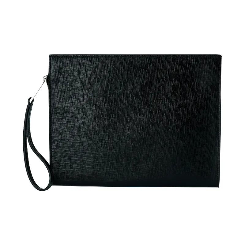 FERRAGAMO Calfskin Clutch Men's Black-4