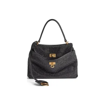 Balenciaga Rodeo Rhinestone Shoulder Bag Crossbody Bag Handbag Mini Women's Black