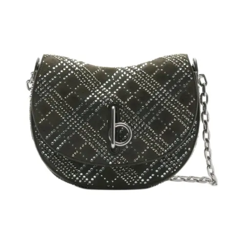Burberry Goatskin Suede Shoulder Bag Small Size Women's Black