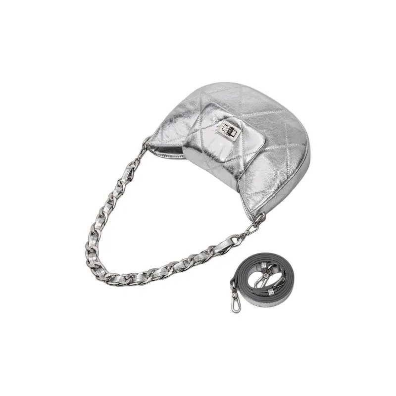 MILLIE'S Cow Leather Portable Crossbody Bag Shoulder Bag Regular Women's Silver/Ecru-5