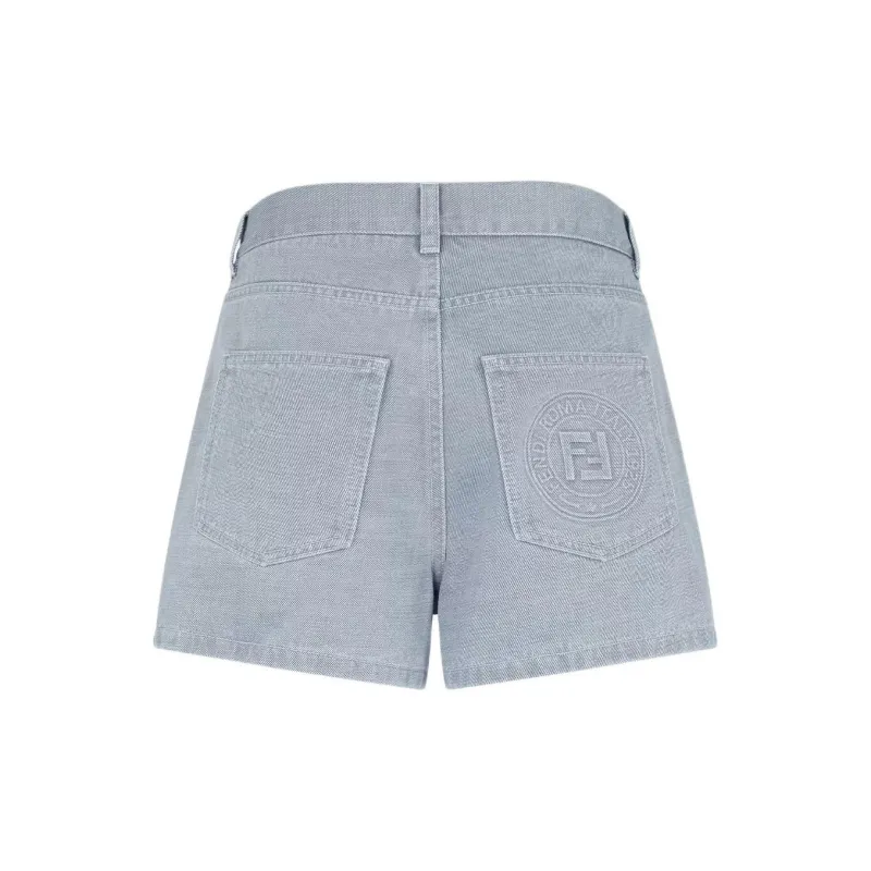 FENDI Ff Embossed Denim Shorts-1