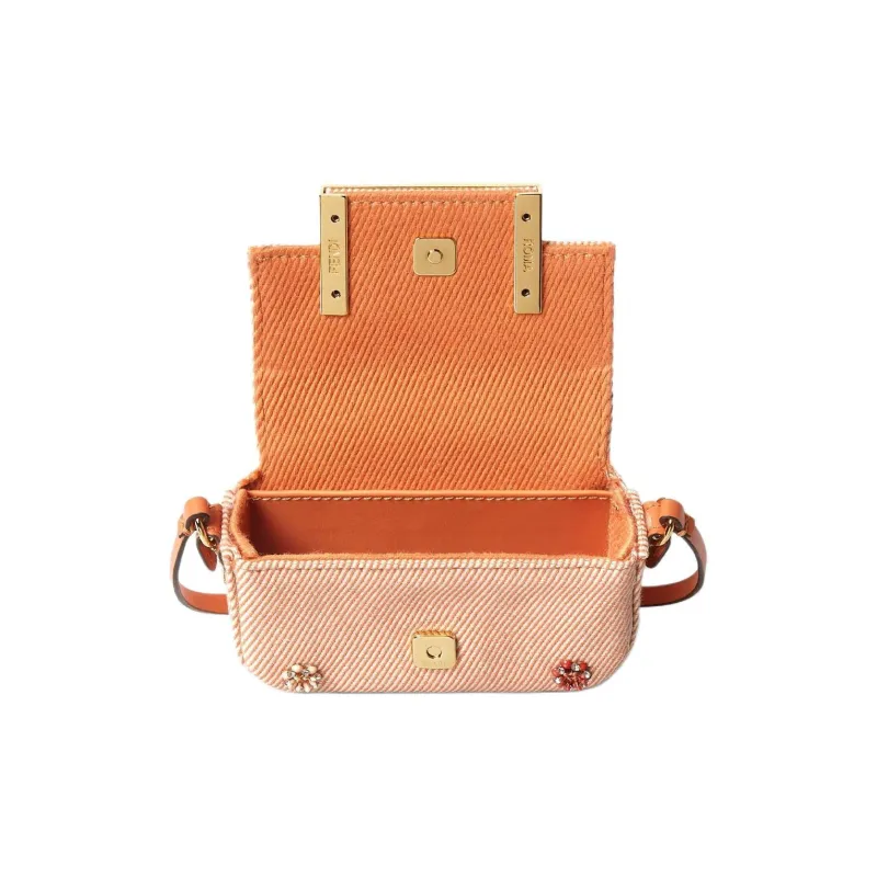 FENDI Baguette Denim Bag Accessory Extra Mini Women's Orange-3