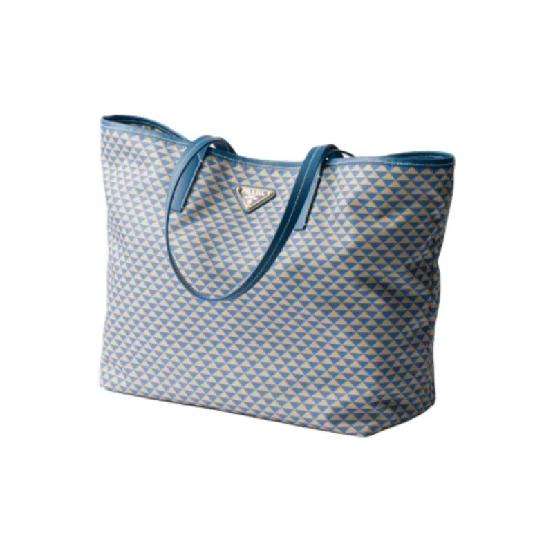 PRADA Recycled Nylon Tote Bag, Shopping Bag, Shoulder Bag Unisex Light Blue-1