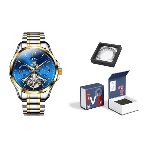 OLEVS Mechanical Movement Stainless Steel Watchband Watch Men's Watches White Dial