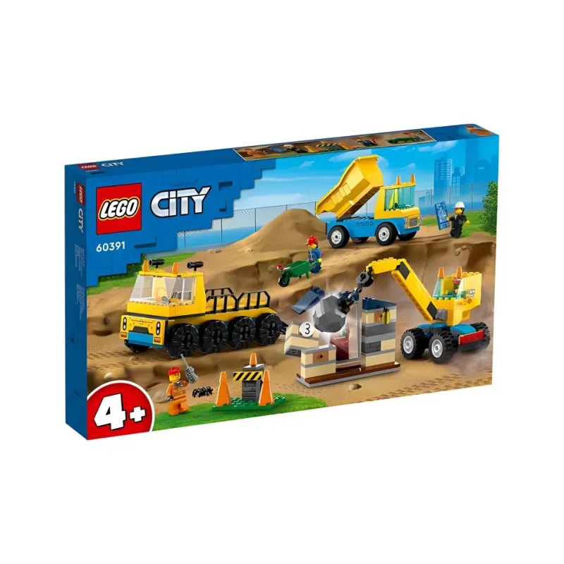 LEGO Construction Trucks And Wrecking Ball Crane Building Blocks 60391-2
