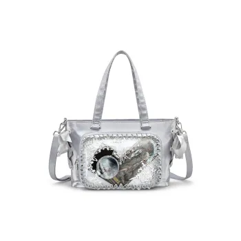 SHORT HAIR GIRL Satin Patchwork Pain Bag, Tote Bag, Doll Bag, Shoulder Bag Regular Women's Multicolor