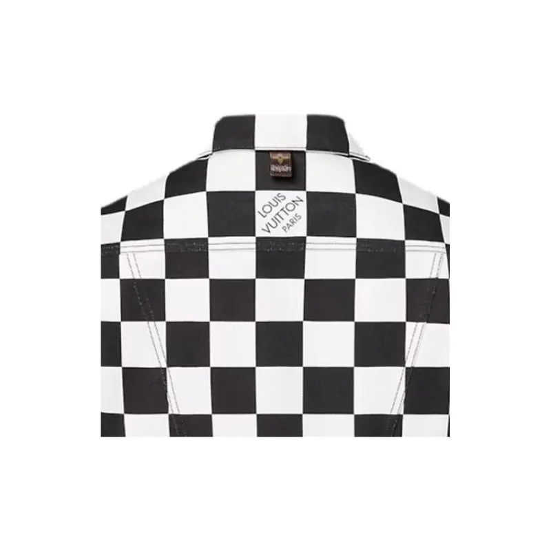 LOUIS VUITTON Cropped Damier Denim Jacket-4