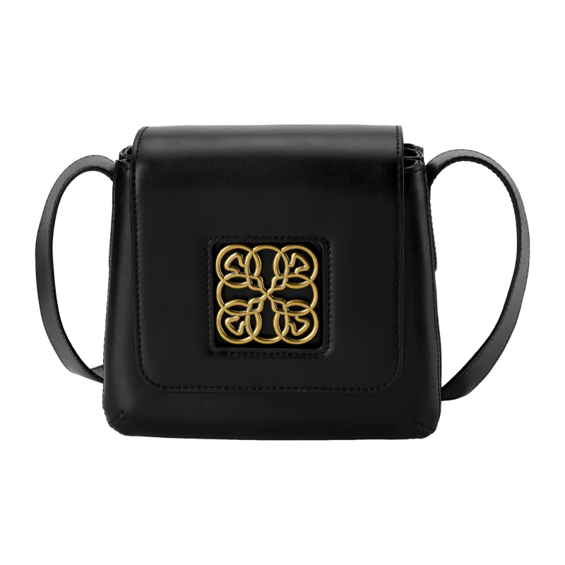 PINKO Cow Leather Small Square Bag, Bird Bag, Swallow Bag, Crossbody Bag, Shoulder Bag Women's Black-2