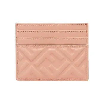 FENDI Baguette Lambskin Card Holder Women's Orange Pink