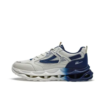 Warrior Slip Resistant Breathable Lightweight Low Top Casual Shoes Unisex Beige Dark Blue