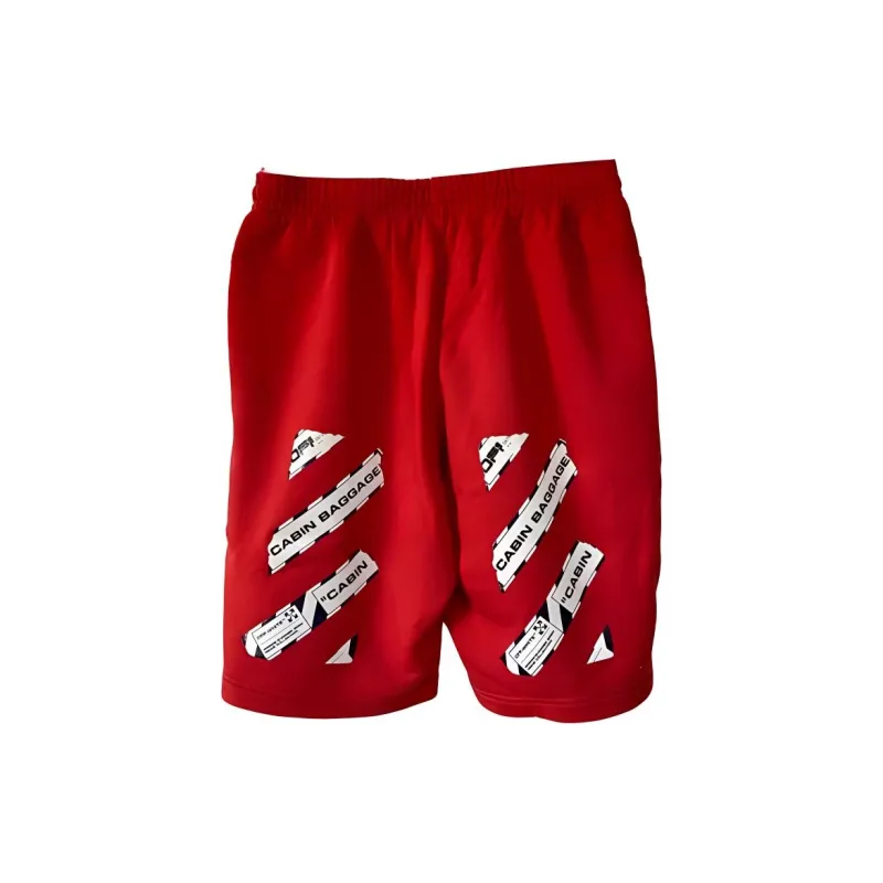 OFF WHITE Airport Tape Sweatshorts Red-1