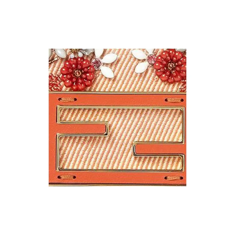 FENDI Baguette Denim Bag Accessory Extra Mini Women's Orange-4